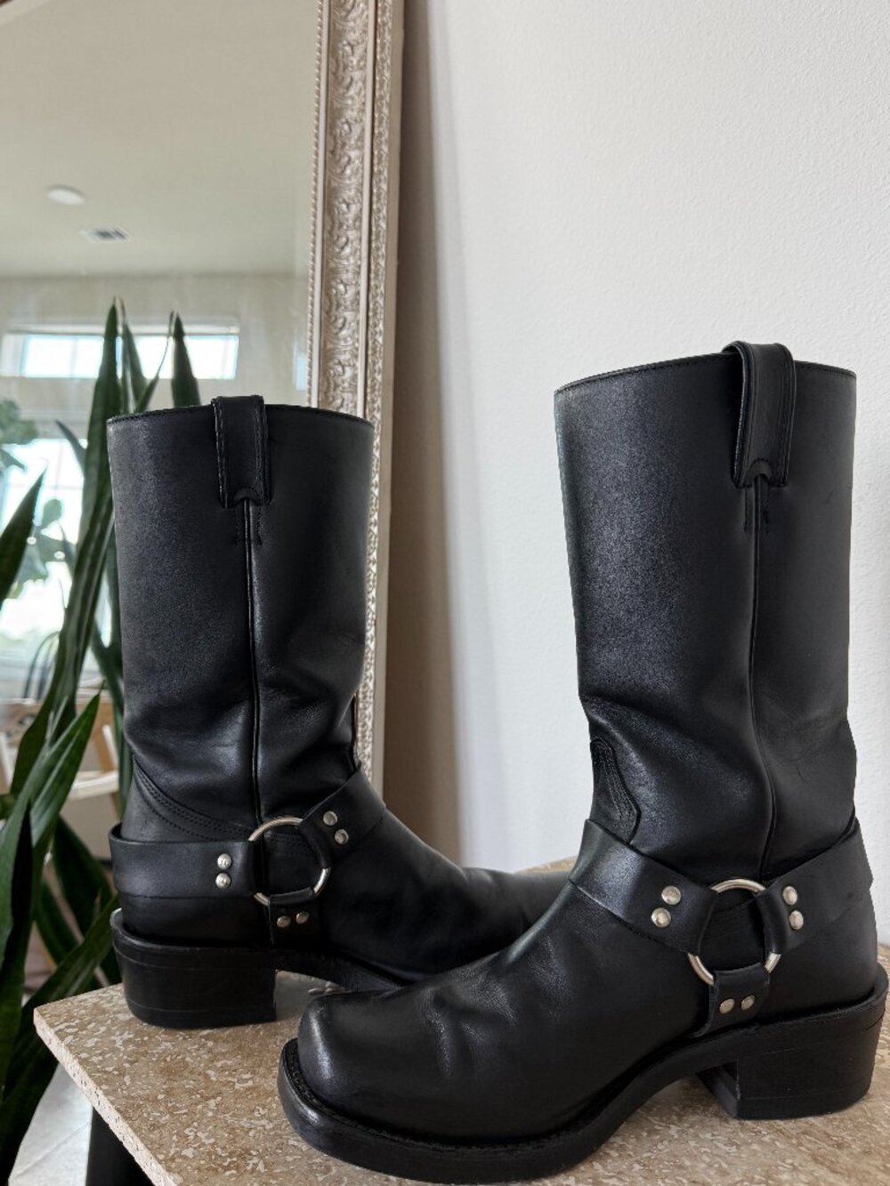 Boulet Black Leather Engineer Boots Made in Canada Men's 8 Motorcycle Biker